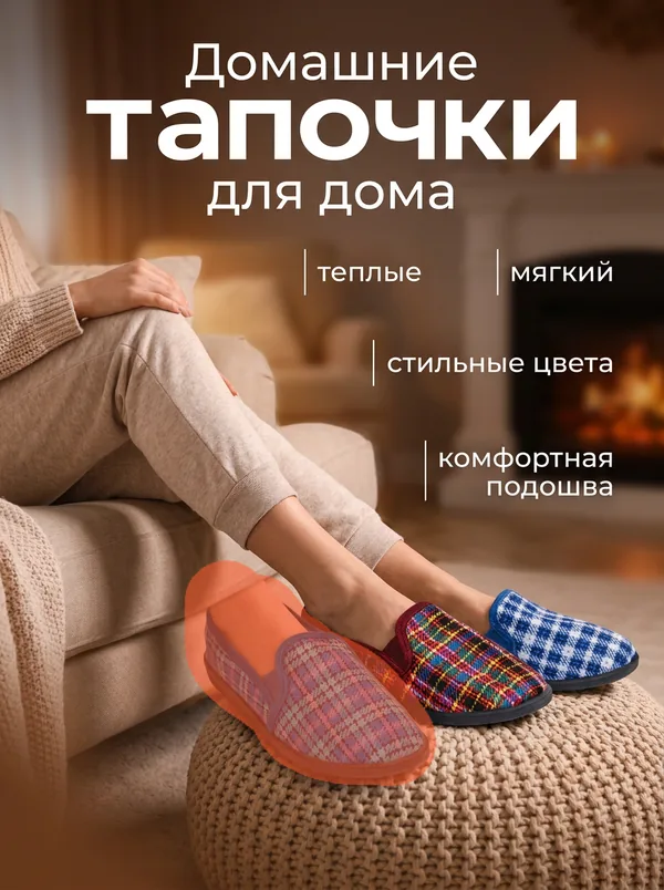 Карточка домашних тапочек: лишняя пара закрашена кистью